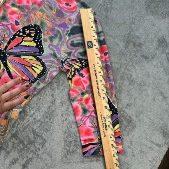 Raakhee Womens Shirt Medium Colorful 3/4 Sleeve Butterfly Rhinstone Y2K Rare - Picture 5 of 7